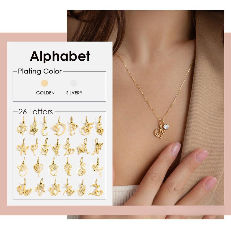 St.Delan New 26 Letter Necklace Versatile Personality Stainless Steel Diy Birthstone Necklace Pendant - Image 2